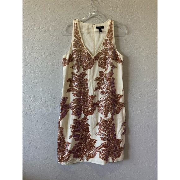 J.Crew Iridescent Sequence Linen Dress Size 0 - Picture 4 of 8